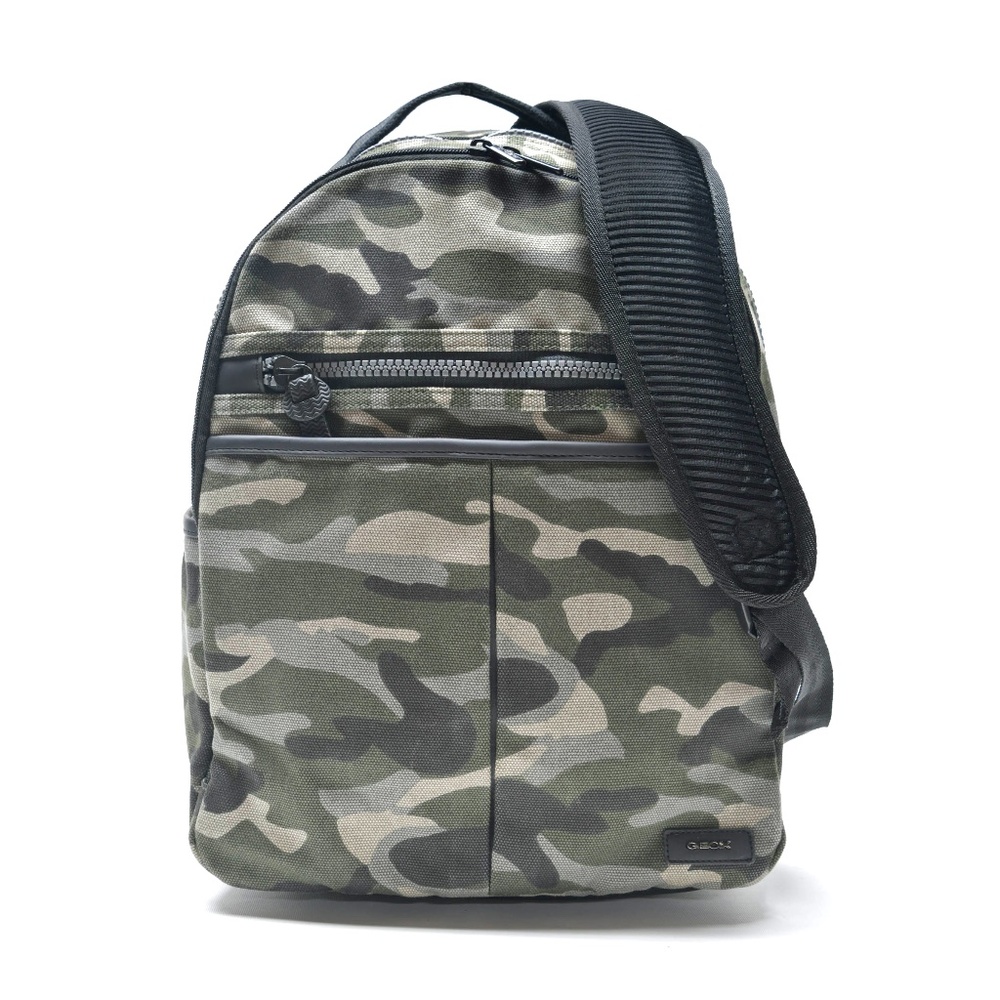 GEOX Camo Print Canvas Backpack